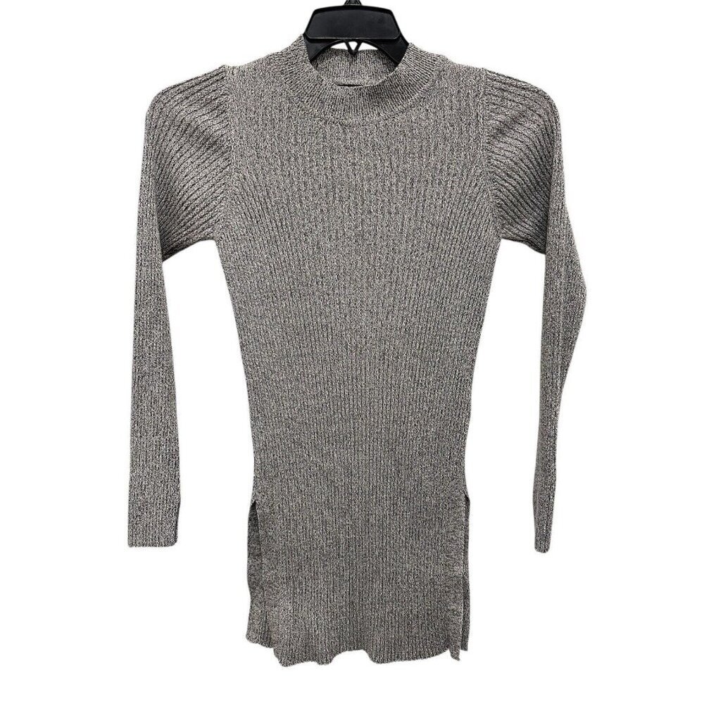 Top Shop Women’s Gray Knit Long Sleeve Mock Neck Long Sweater Size‎ 2 NWOT